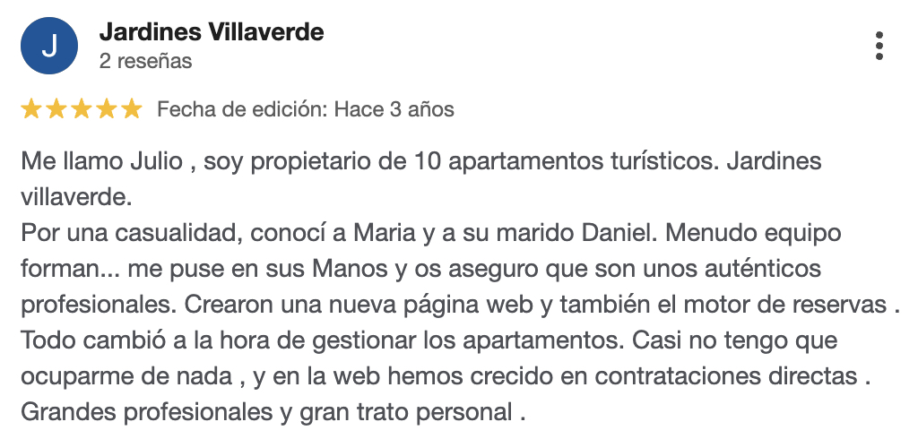 Reseña de cinco estrellas de Jardines Villaverde